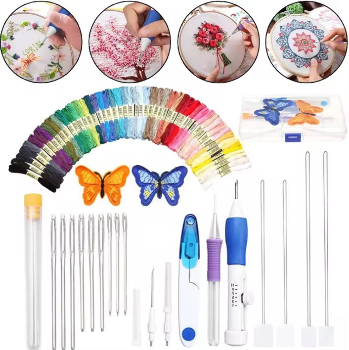 Amazon Embroidery Poke Le suit Russian Embroidery Wire Cross Embroidery Flower Poke Needle Embroidery suit Tool Set Box