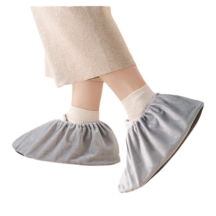 Flannel shoe covers washable wear-resistant non-slip anti-fouling indoor home computer room dormitory student computer room factory direct sales