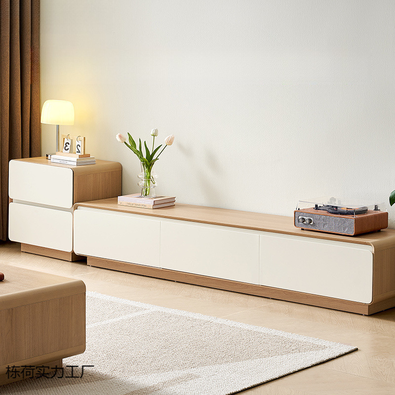 Легкая роскошь, кофейный столик, комбинация с ТВ-кабинетом, современный кремовый стиль, напольный диван