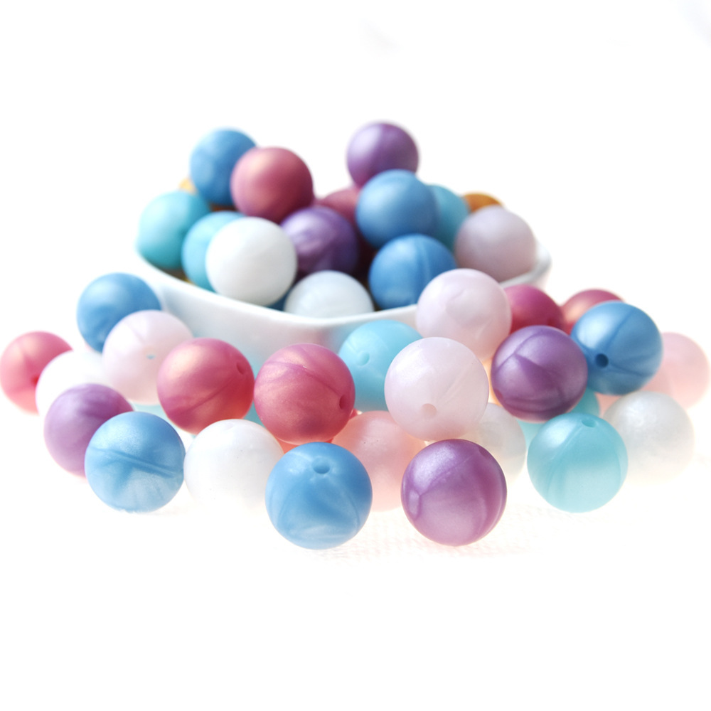 Cross-border hot selling silicone beads food grade daily baby tooth gum 12mm round beads accessories beads color manufacturers wholesale