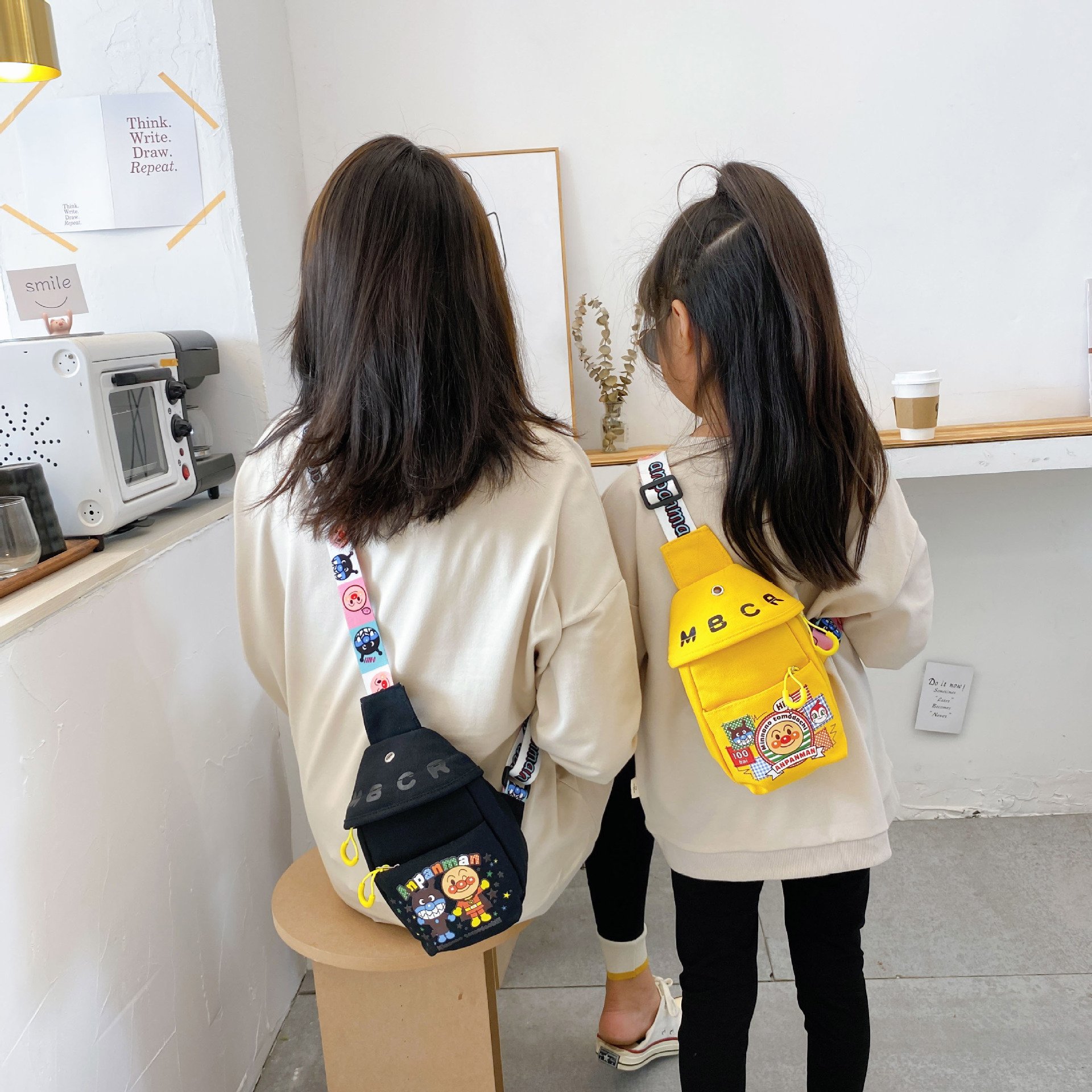 Trendy Fashion Canvas Chest Bag Casual Versatile Wide Shoulder Strap Crossbody Bag Internet Celebrity Style Children's Small Shoulder Bag Real Product Customer Consultation