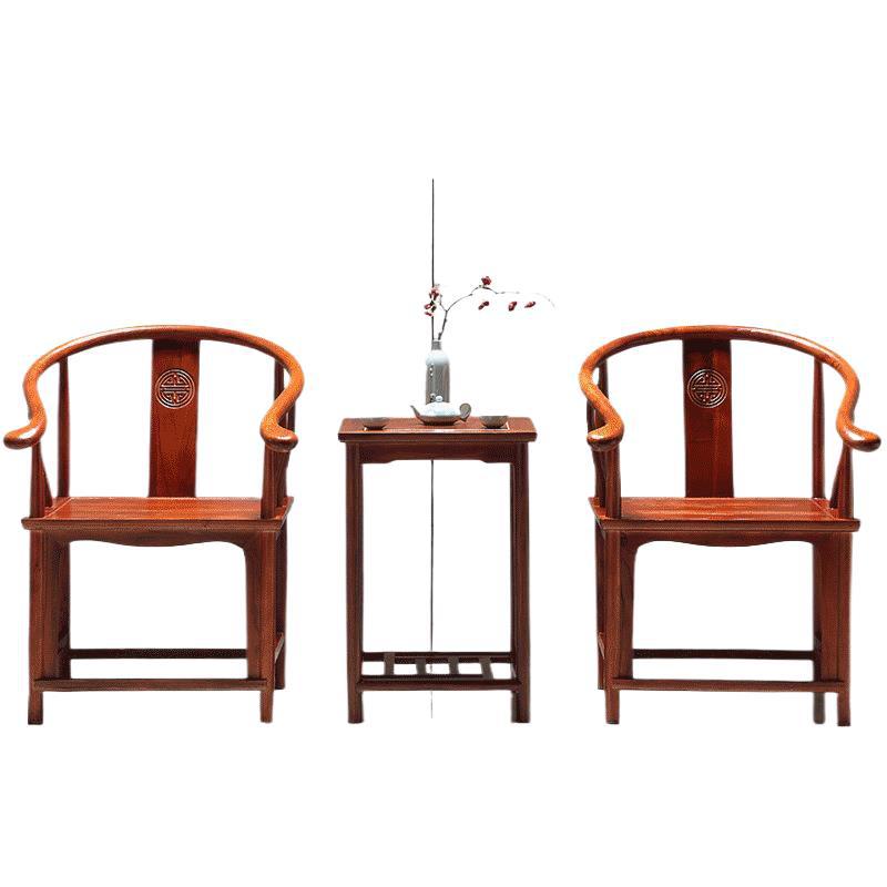 Solid Wood Armchair Three-Piece Set Chinese Style Backrest Armchair Balcony Tea Table Antique Leisure Tea Chair Wholesale