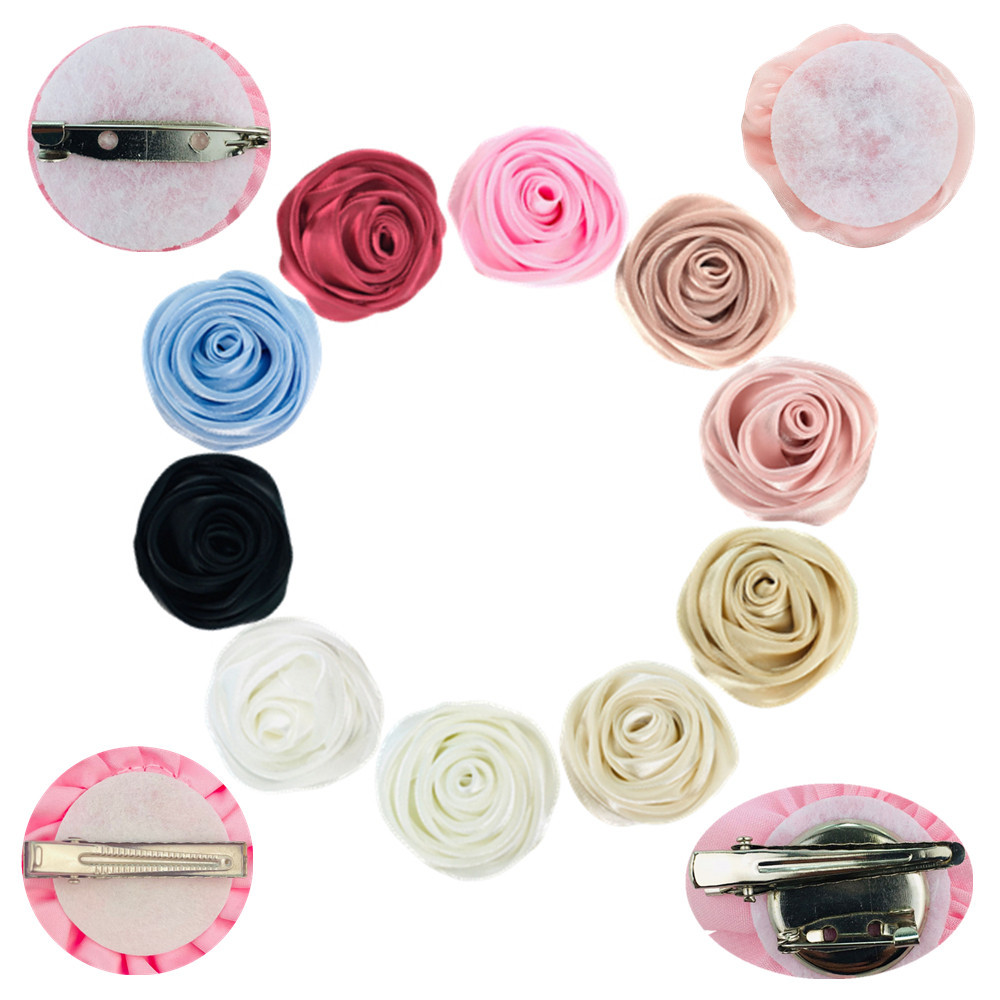 5cm lily satin rose bud 3cm handmade yarn corsage clothes headdress bag necklace flower diy accessories in stock