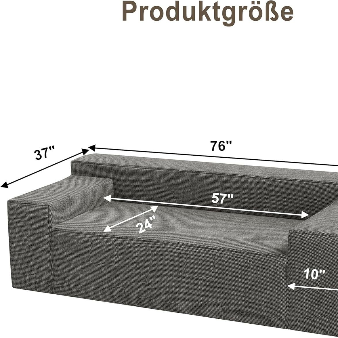 Straight-Row Living Room Sofa, Three-Seater Fabric Sofa Without Frame, Fully Compressed Sponge Sofa