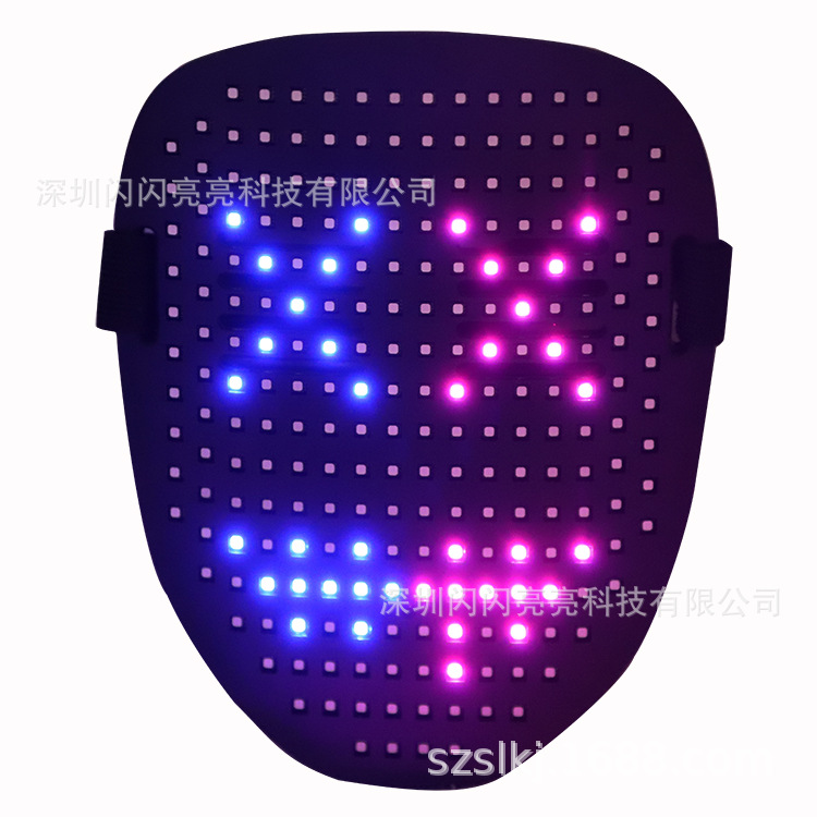 Cross-Border Popular Led Light-Up Mask Gesture Face-Changing Sensor Halloween Party Dance Bar Atmosphere Props