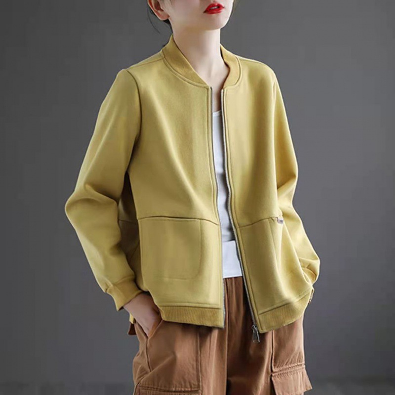 Women's Short Outwear Women's Spring & Fall 2023 Loose Zipper Cardigan Sweatshirt Middle-Aged Mother's Casual Stick