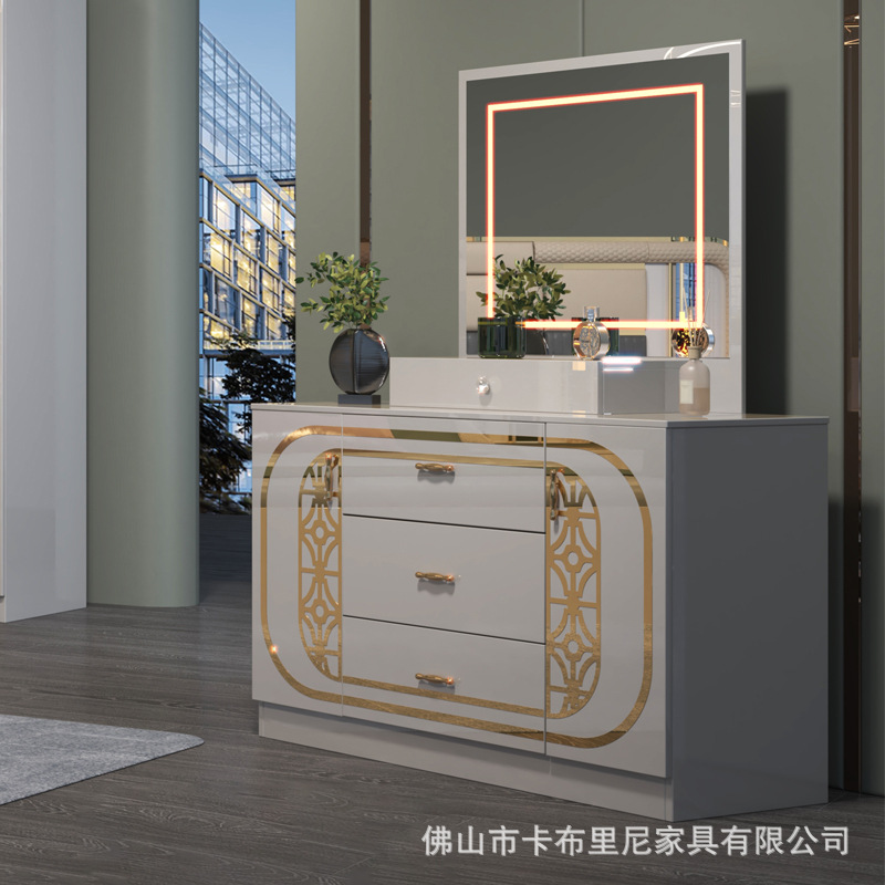 Exported to Guangdong Foshan 1.8m Double Queen-Size Wardrobe Combination Master Bedroom Panel-Style Home Bedroom Furniture Light Luxury