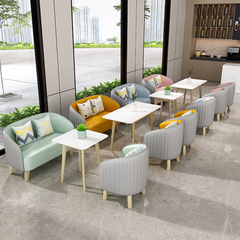 Internet-Famous Milk Tea Shop Table and Chair Sofa Set, Fresh and Simple Reception and Negotiation Table and Chairs, Café, Bar, and Lounge Sofa
