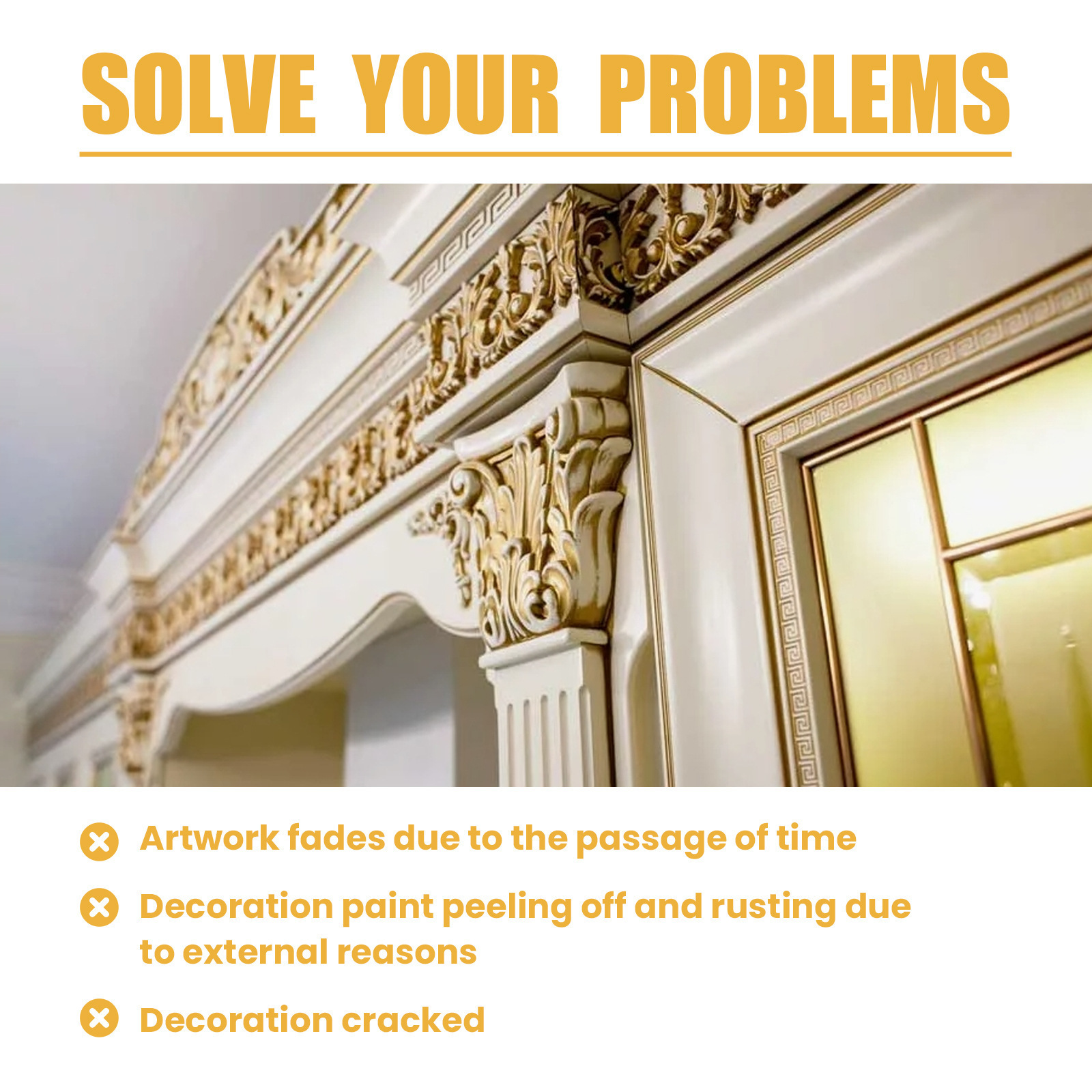 Jakehoe Glitter Gold Foil Paint Glitter Metal Gold Paint Wall Sign Decoration Gold Foil Paint