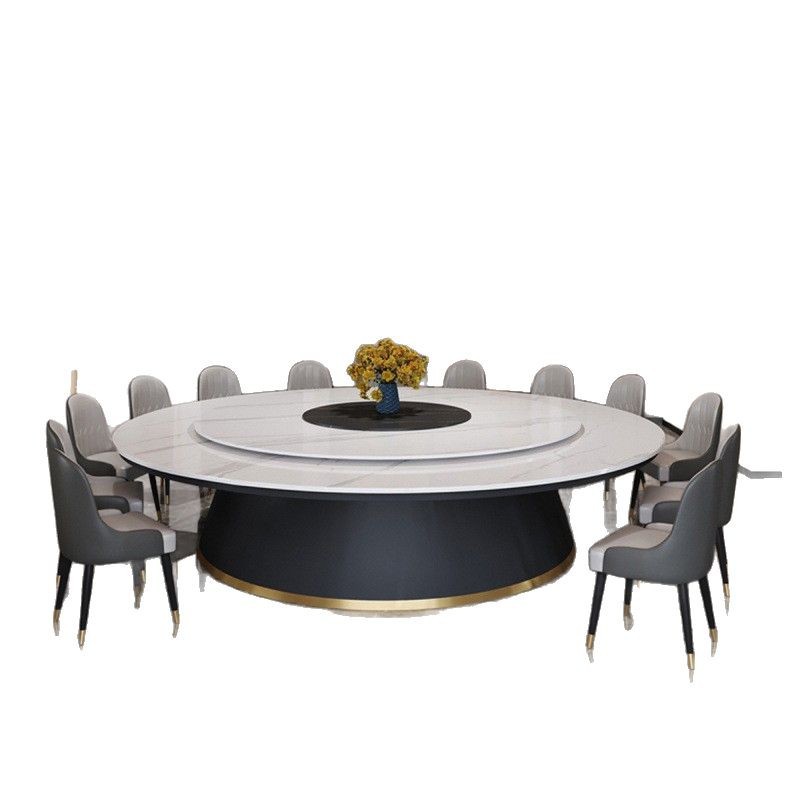 Dining Table Restaurant Hot Pot Turntable Induction Cooker Dining Table Slate Round Rotatable Turntable Table Furniture