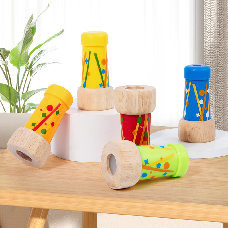 Wooden magic bee eye multi-prism effect kaleidoscope children's grasping puzzle early education science toys cross-border hot sale