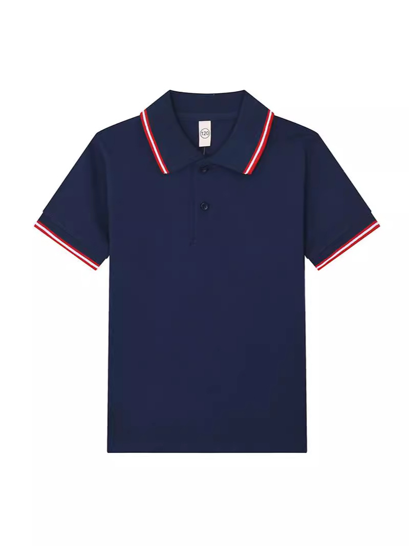 Middle School Uniforms Pure Cotton Short-Sleeved Summer Kidsren's Polo Shirts T-Shirts White Lapel School Uniforms for Middle-Aged and Primary School Students