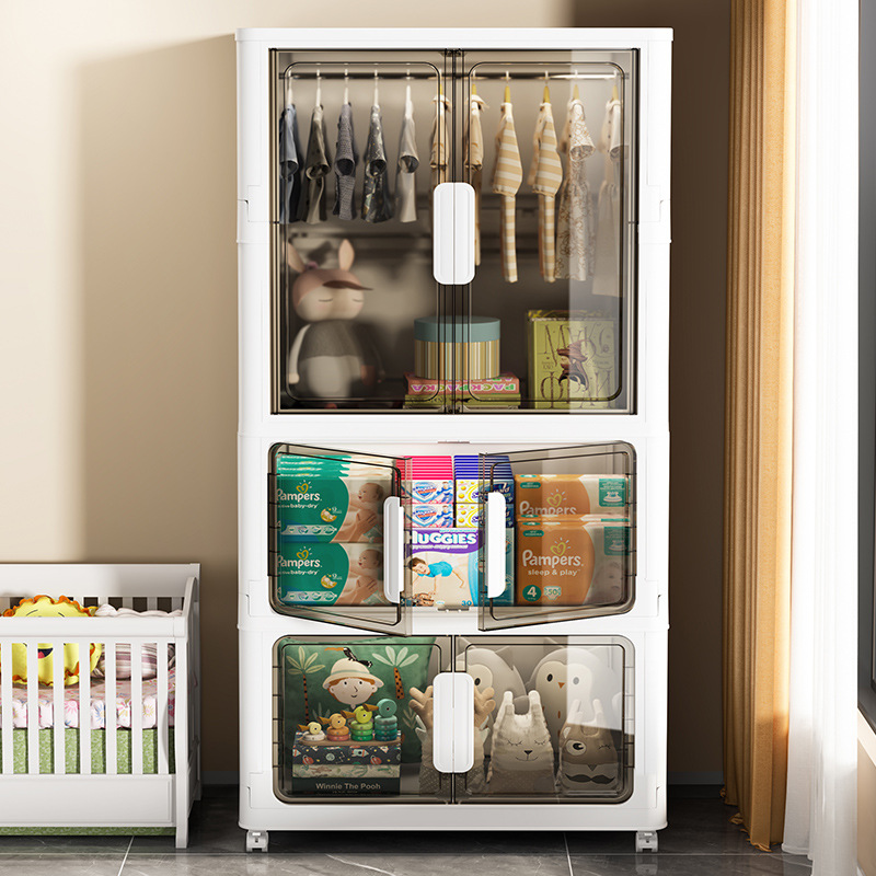 60-80cm wide free installation folding double door children's wardrobe baby simple wardrobe home storage locker