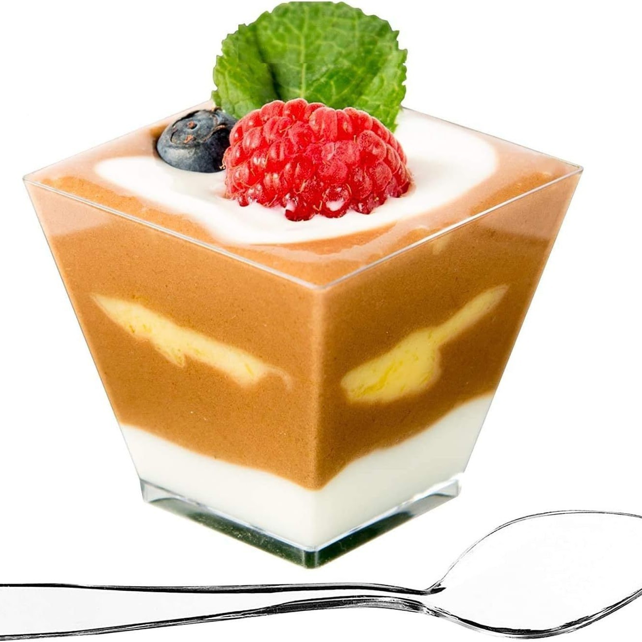 Disposable transparent creative jelly dessert table mousse cup portable mini square plastic cup factory wholesale