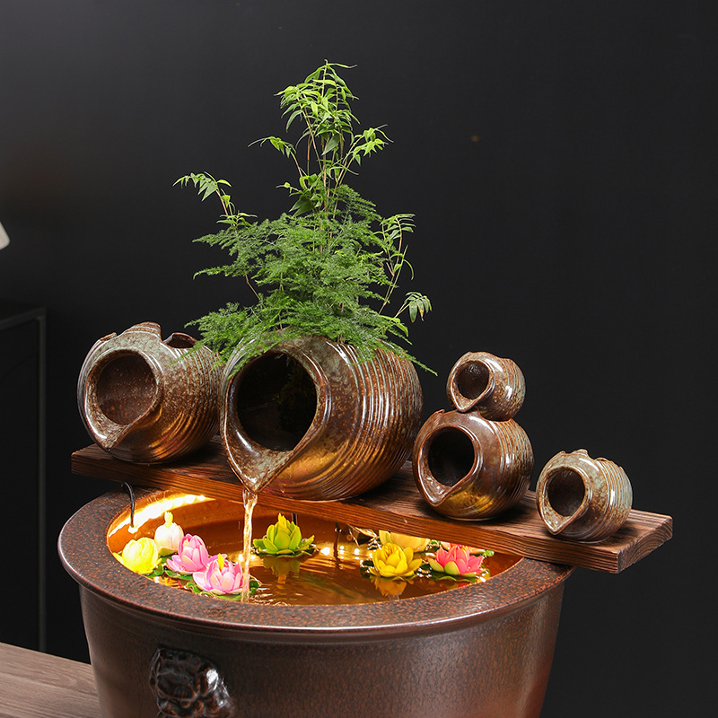 Экологический аквариум, древнее рыбное хозяйство, керамический аквариум, украшения с движущейся водой, аксессуары для фильтрации, ландшафтный дизайн