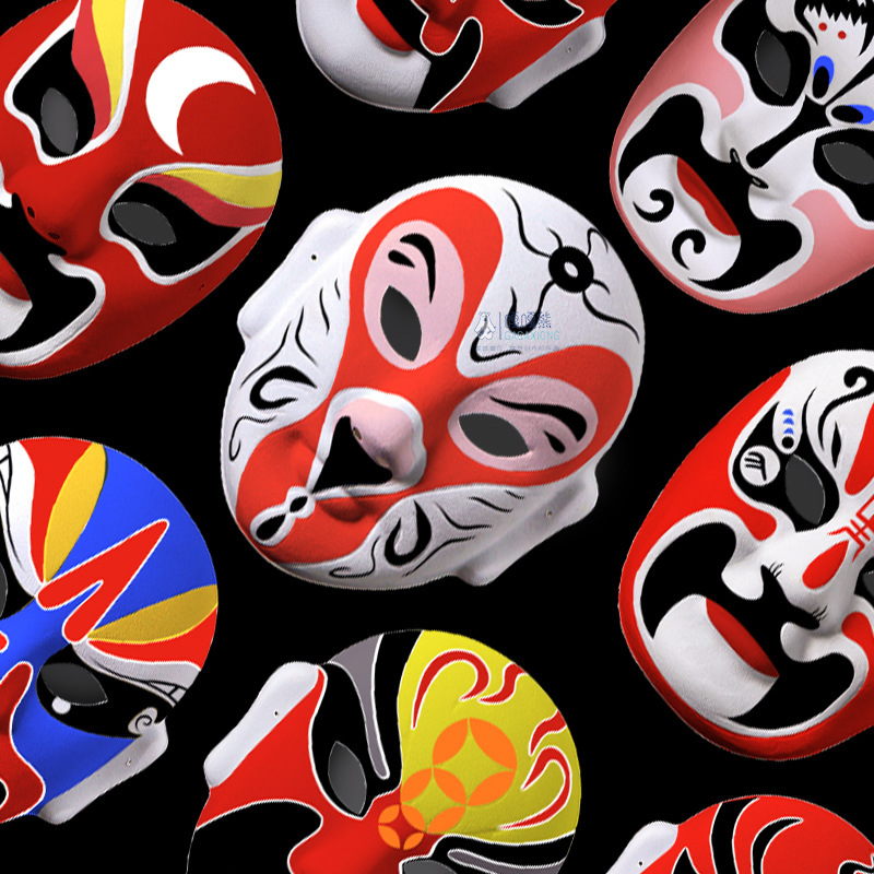 Peking Opera Facial Makeup DIY Mask for Kindergarten Children, Chinese Cultural Creative Hand-Painted Graffiti Coloring Mask