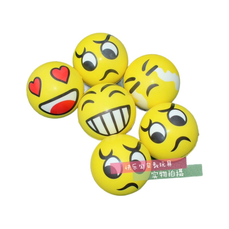 Cross-Border 6.3Cmpu Foamed Sponge Solid Ball Football Basketball Tennis Baseball Smiley Ball Decompression Toy Ball