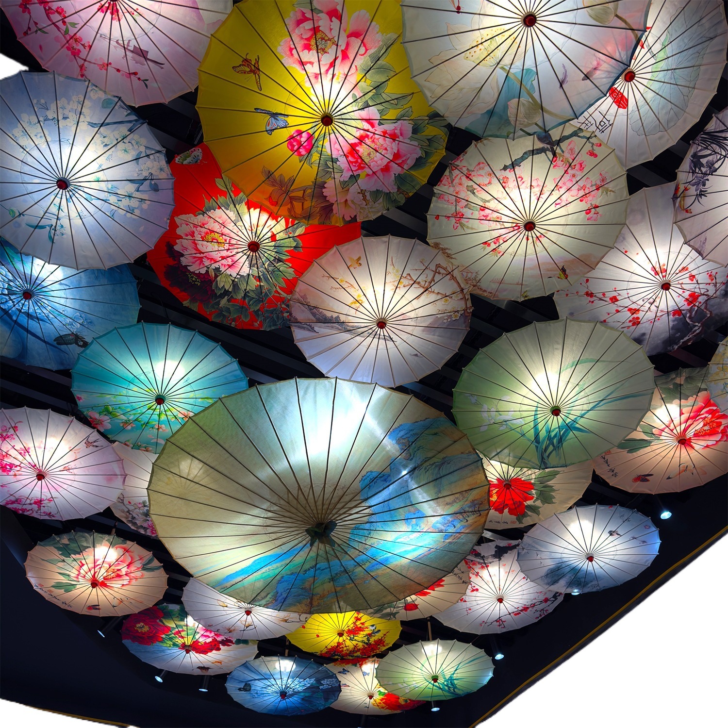 Indoor and Outdoor Umbrella Light Ancient Style Oil Paper Umbrella Hotel Decorative Umbrella Ceiling Chinese Style Classical Ancient Chinese Clothing Umbrella Props