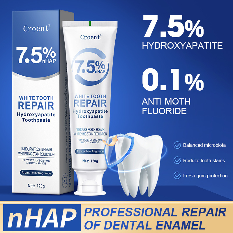 [Cross-border Exclusive] 7.5 Hydroxyapatite Toothpaste English Oral Cleaning Toothpaste Brightening White Toothpaste Explosions