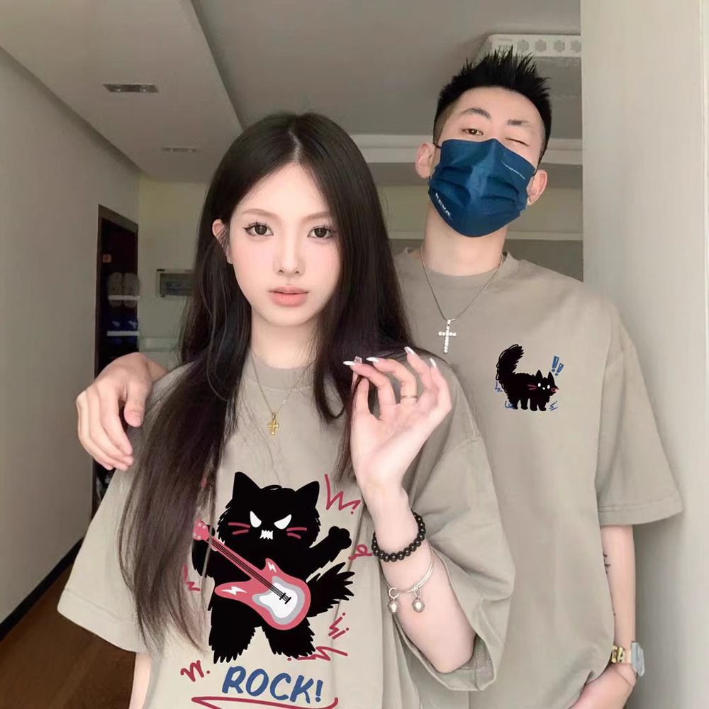 Couple's Cotton Short-sleeved T-shirt 2025 Summer New oversize Niche Men's and Women's Top Fashion Brand Class Clothes