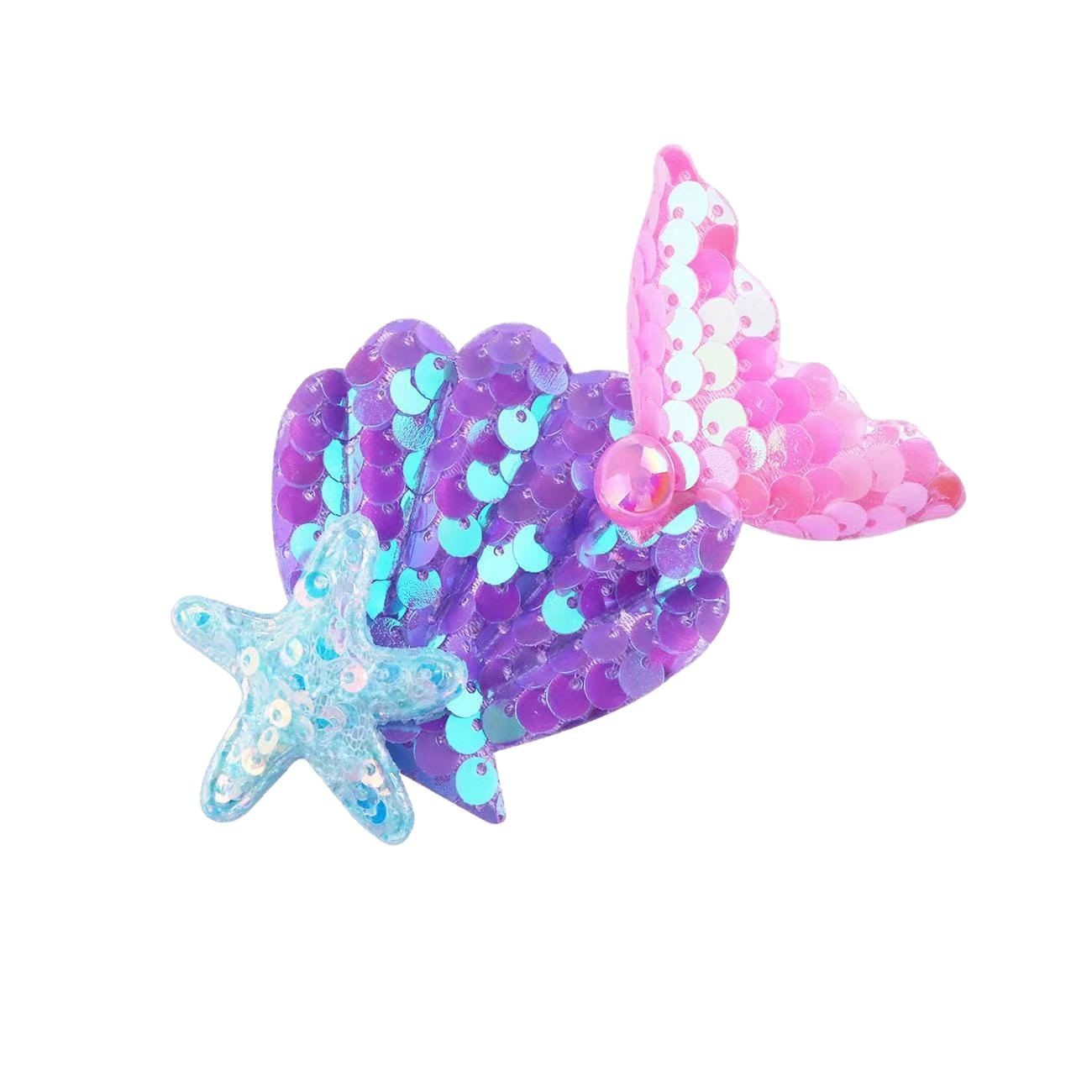 Children's Cartoon Mermaid Hairpin Cute Sequin Starfish Duckbill Clip Ocean Small Clip Accessories Women's Cross-Border Accessories