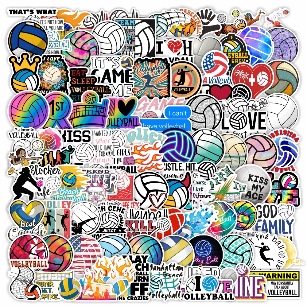 100 наклеек значков волейболистов мультфильмов логотипы наклейки на мобильный телефон канцелярские наклейки наклейки на стаканы шлемы