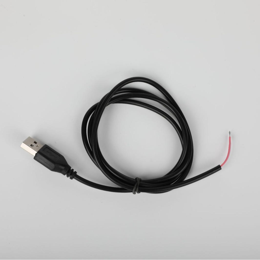 USB power cord 2-core charging cable USB single-head cable with male-head semi-finished hot tin tail power extension cable