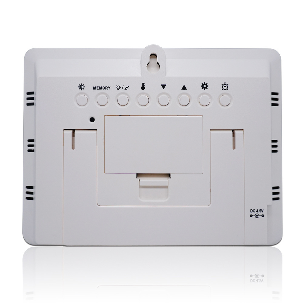 Color screen weather forecast clock 3373 bamboo surface electric wave clock multifunctional calendar electronic alarm clock RF wireless weather clock