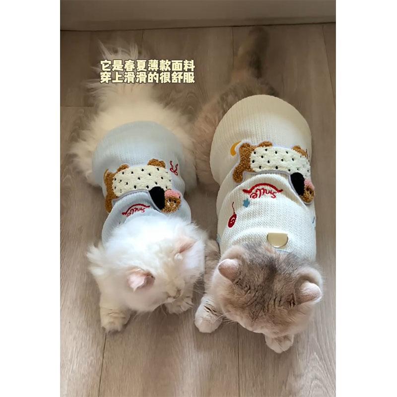 Cat Dog Clothes Summer Thin Traction Anti-Hair Orange Cat Blue Cat Puppet Dachshund Dog Vest