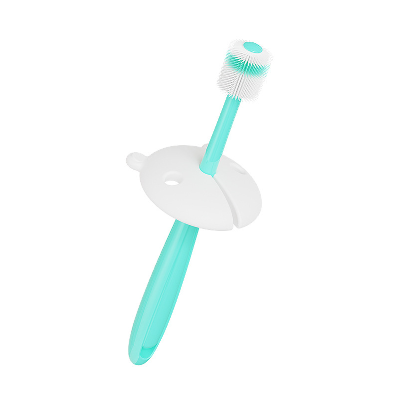 Children's Toothbrush Silicone Soft-Bristled Toothbrush 3-6 Years Old Student Brushing Double-Sided 360-Degree Rotating Toothbrush Special Milk Toothbrush