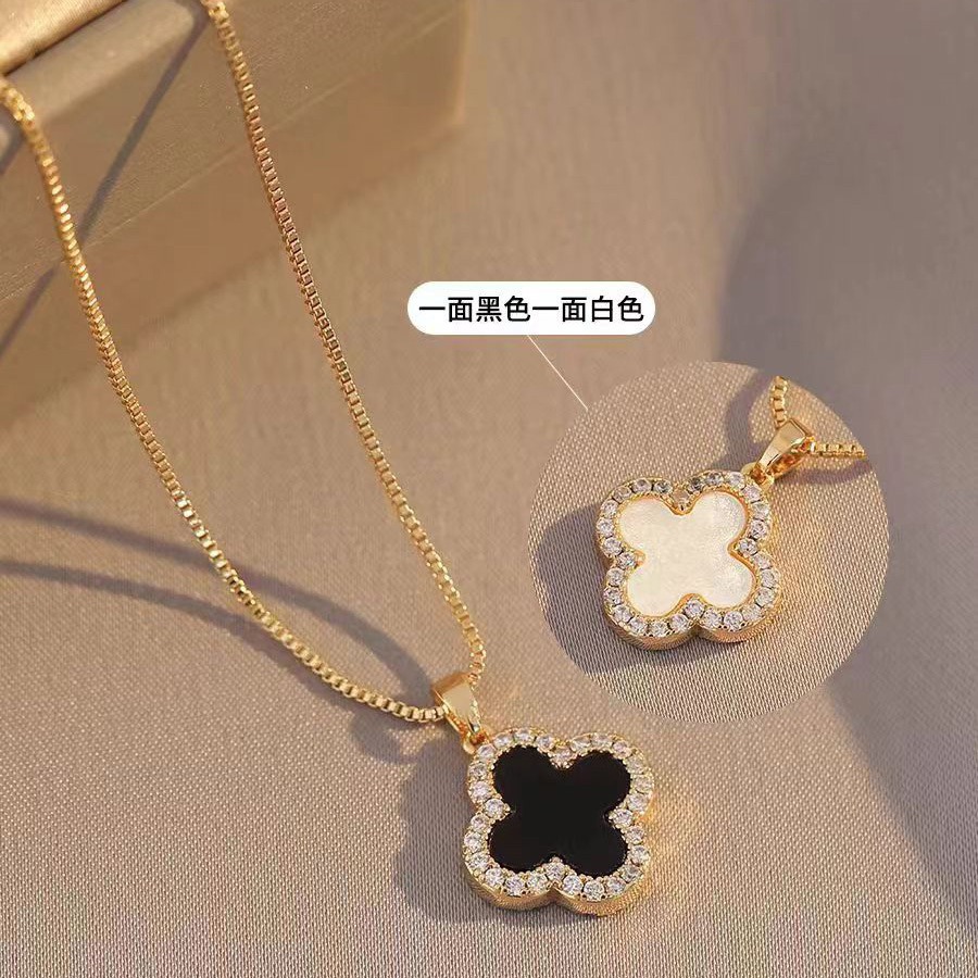 Japanese and Korean Style Fashionable Simple Four-Leaf Clover Necklace Women's Niche Design Accessible Luxury Versatile High-End Jewelry [Titanium Steel]