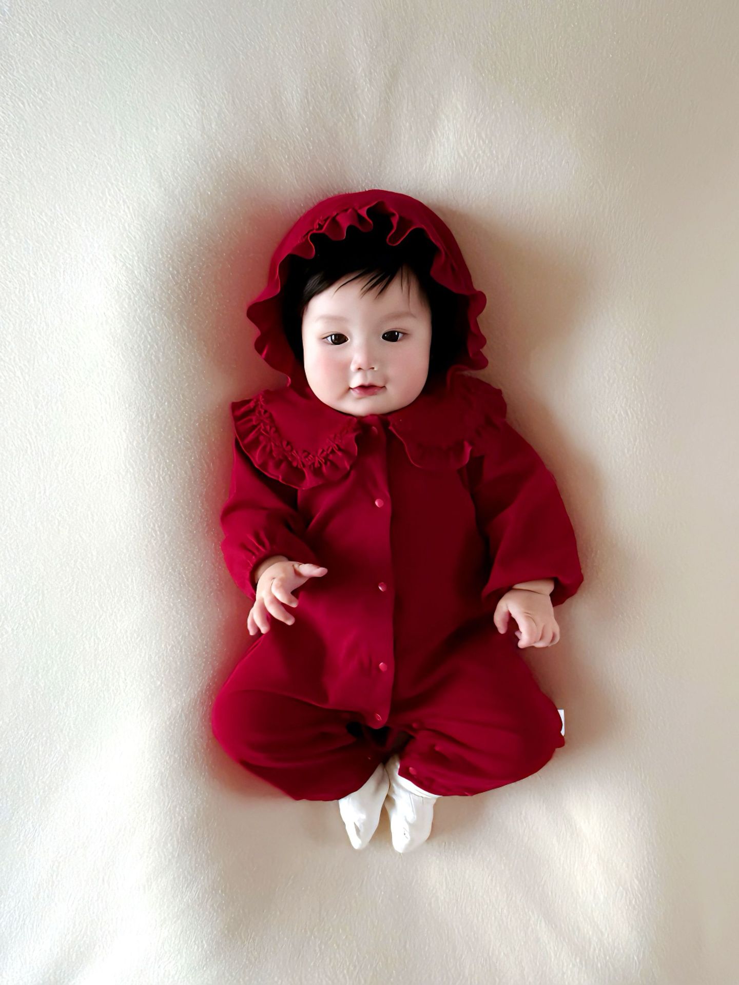 Baby Jumpsuit, Autumn Long-Sleeved New Breathable Newborn Clothes, Red Long-Sleeved A-Class Full-Month Baby Clothing