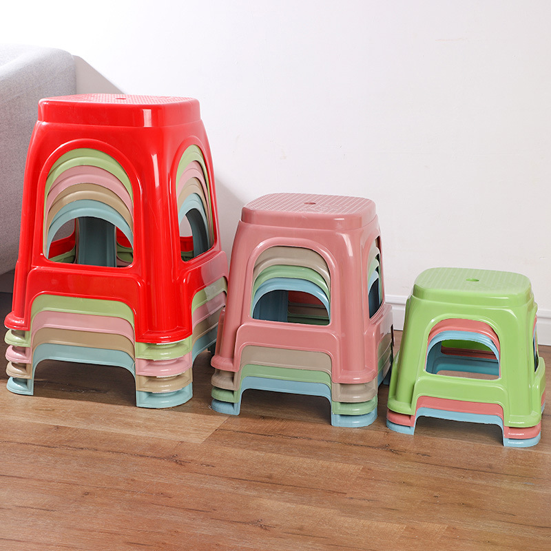 Plastic Stool Thickeneded Anti-Fall Chair Bench Simple Style Outdoor Conference Home Square Stool Stackable Shoe Changing Stool