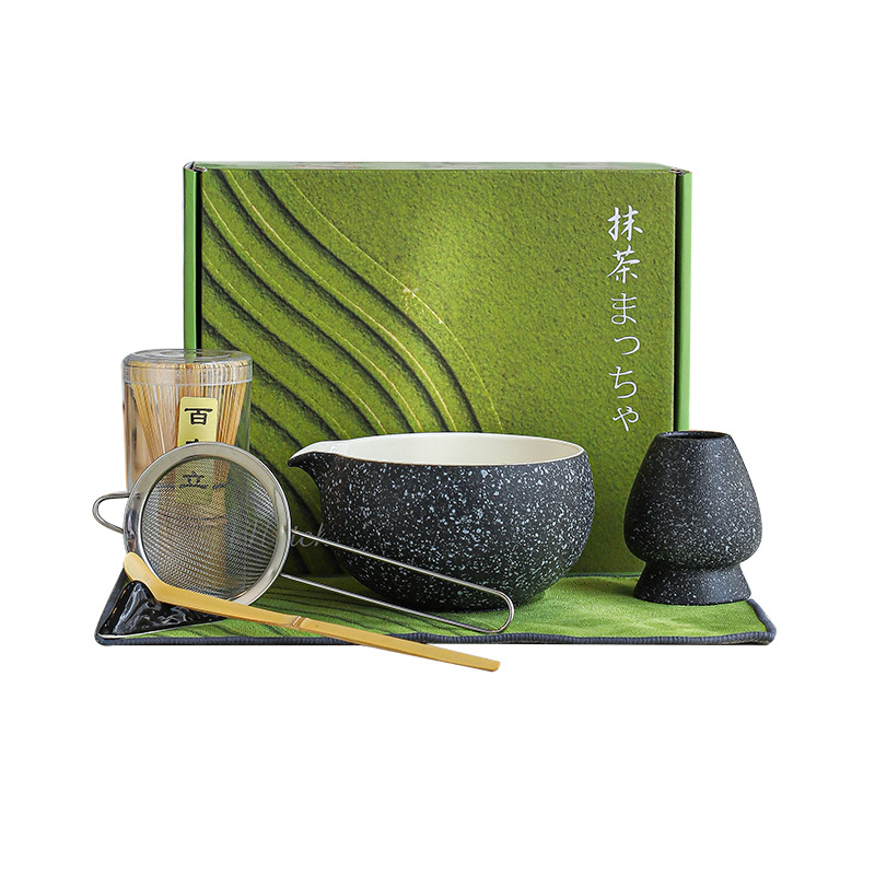 Matcha Tea Set with Tea Whisk, Tea Whisk Stand, Matcha Tools, Tea Brush, Bamboo Whisk, and Colorful Box Packaging