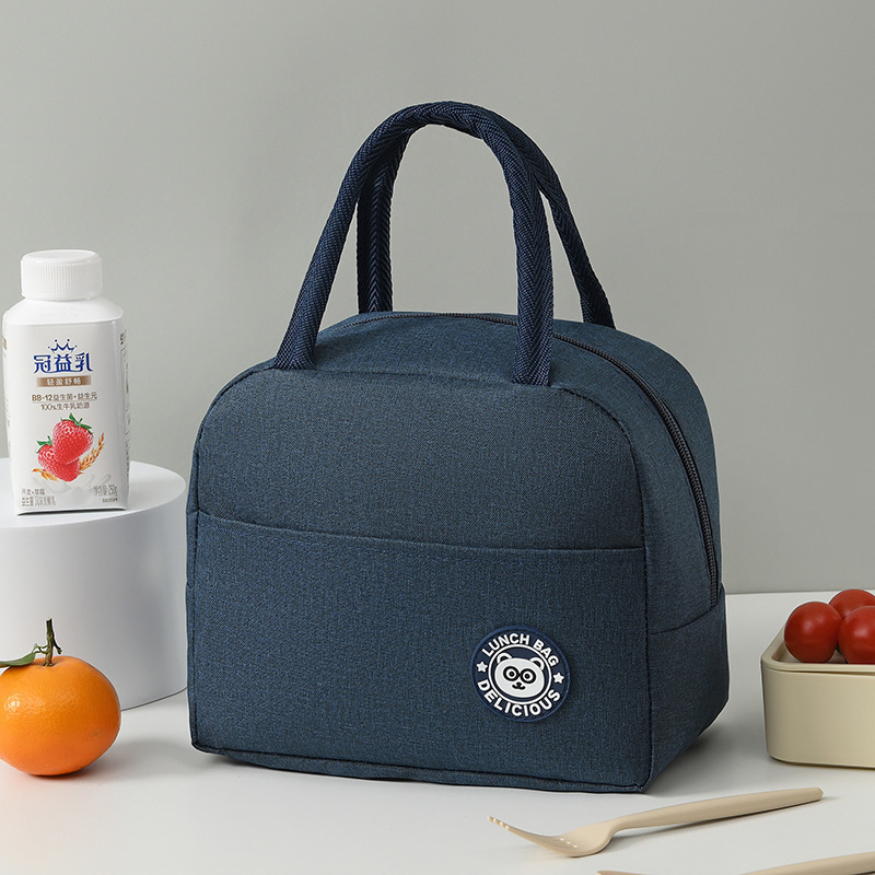 In-Stock Bear Leather Label Insulated Tote Bag Lunch Bag Bento Bag Thickened with Printed Rice Bag