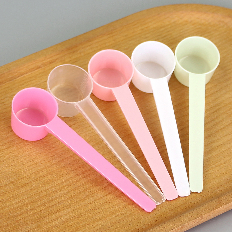 Пластиковая ложка для измерения 5г, розовая, белая, прозрачная, плоская ложка для порошка и жидкости с делениями