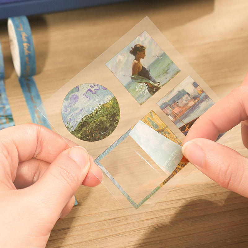 Vintage oil painting light and shadow series Hand account gift box high-looking ins style hand account book sticker material suit wholesale