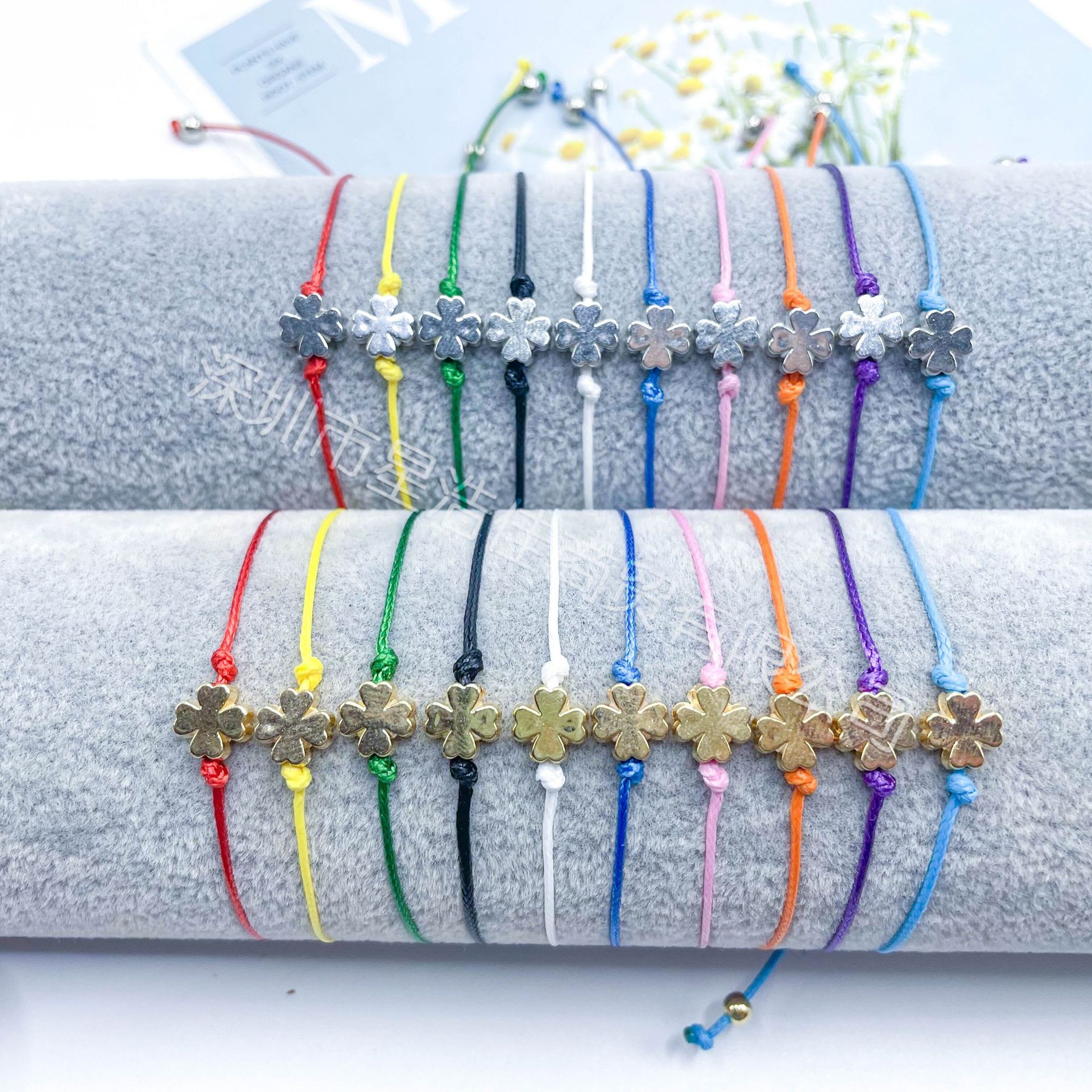 Кросс-бордерный новый европейский и американский браслет с четырехлистным клевером, ручная работа