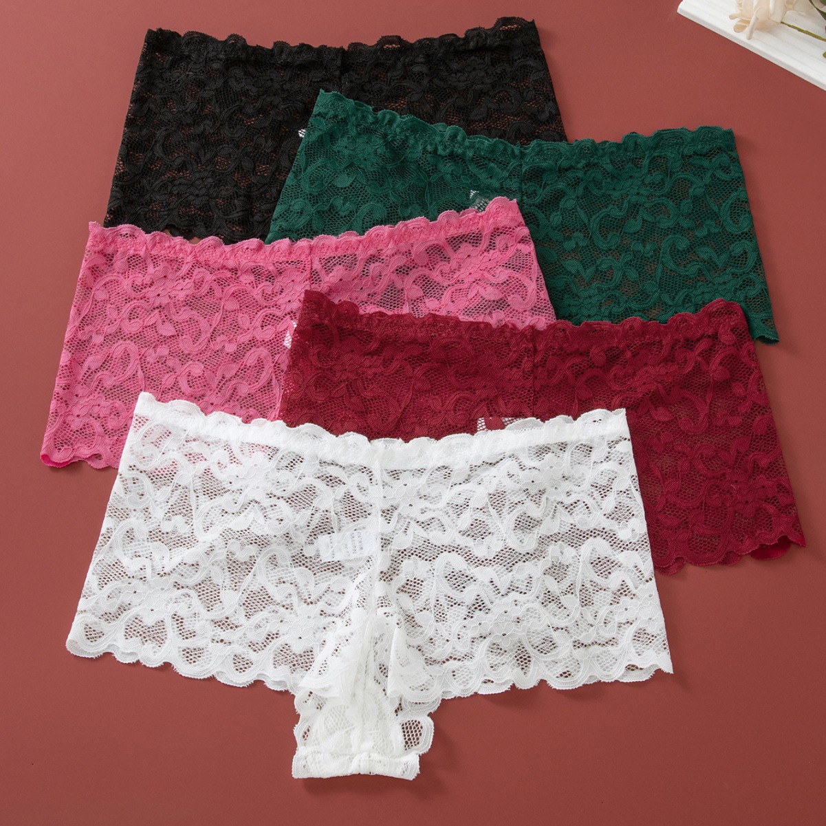 French Triangle Cup Bra Set, Feminine and Beautiful Back, Hollow Lace, No Rims, Intimates and Intimates Two-Piece Set