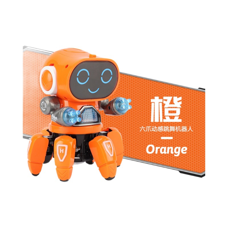 Cross-border new products electric six-claw fish robot music light dance walking singing children's toy stall wholesale