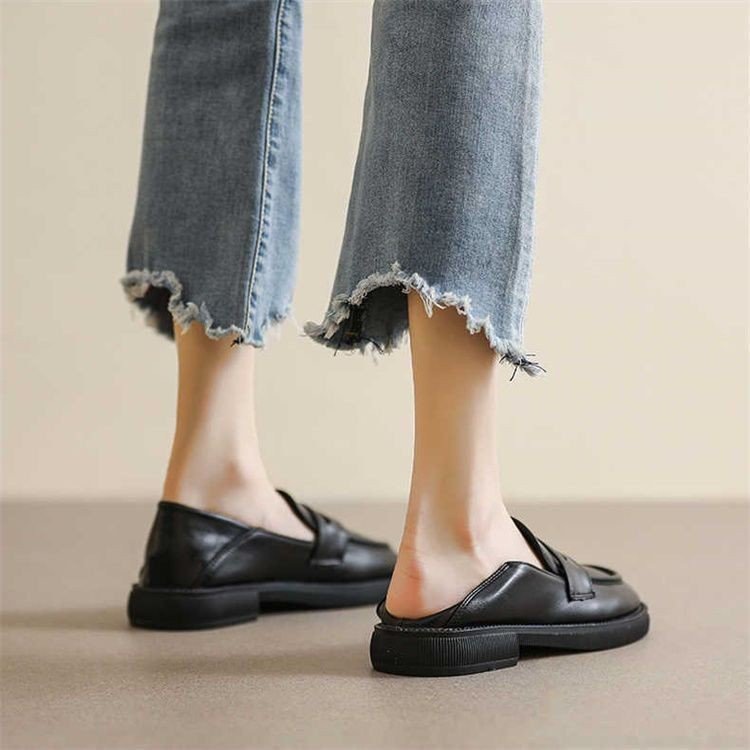 Spring 2025 New Soft Leather Shoes Women's Work Soft Sole Shoes British Style Loafers Women's All-match Single-layer Shoes for Women