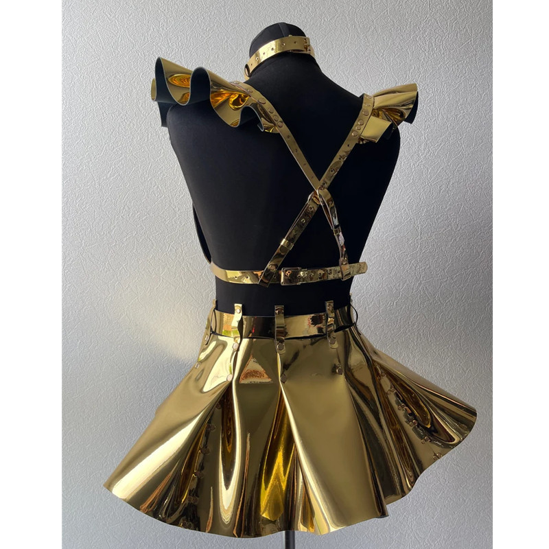 European and American Cross-Border Laser Colorful Leather Bondage Belt Adjustable Stage Performance Waist Chain Trendy Belt