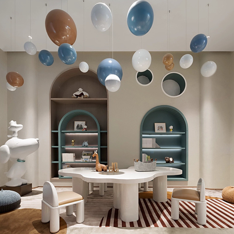 Стол и стулья для детской зоны в офисе продаж, круглый стул для чтения, стеллаж, развлекательная зона для детей, ручная работа, новинка