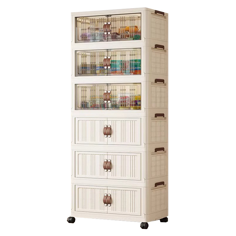 Folding Cabinet Double Door Storage Cabinet Large Capacity Bedroom Baby Wardrobe Plastic Installation-Free Floor Cabinet