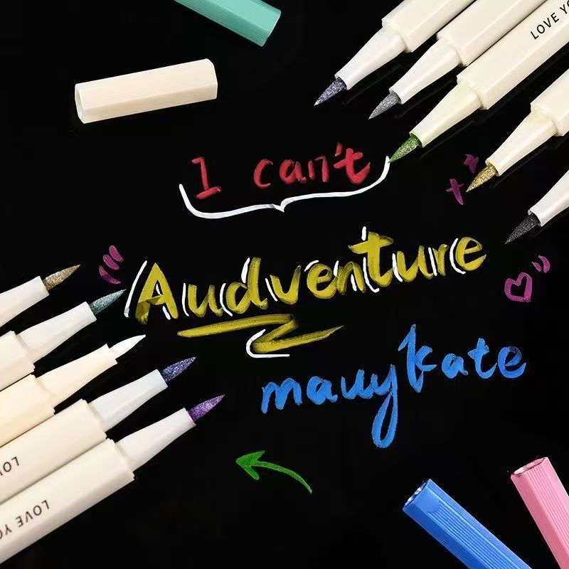 Metallic Acrylic Marker Pen Gold and Silver Waterproof Non-Fading Signature Pen Gold Paint Pen Gold Pen Gold-Plated Pen Soft Hair