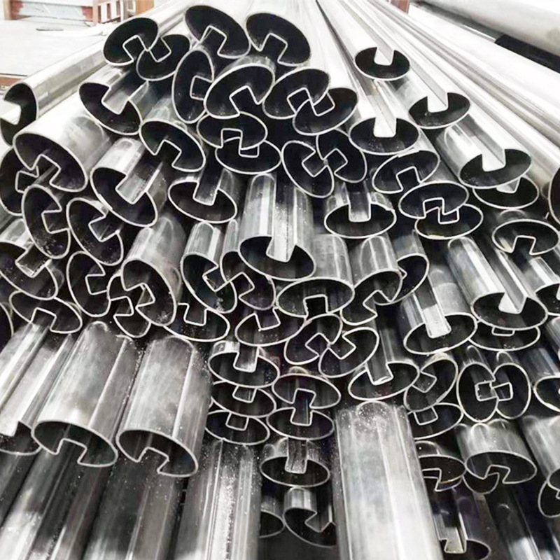 304 Stainless Steel Groove Tube Glass Handrail Square Groove Special-Shaped Tube Polished Mirror Brushed Square Single Groove Square Tube