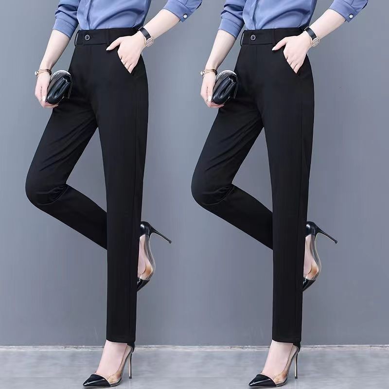 Source Manufacturer Stretch Trousers Women's High-Waisted Straight Trousers Middle-Aged Mother's Trousers Nine-Point Work Clothes Suit Trousers Wholesale