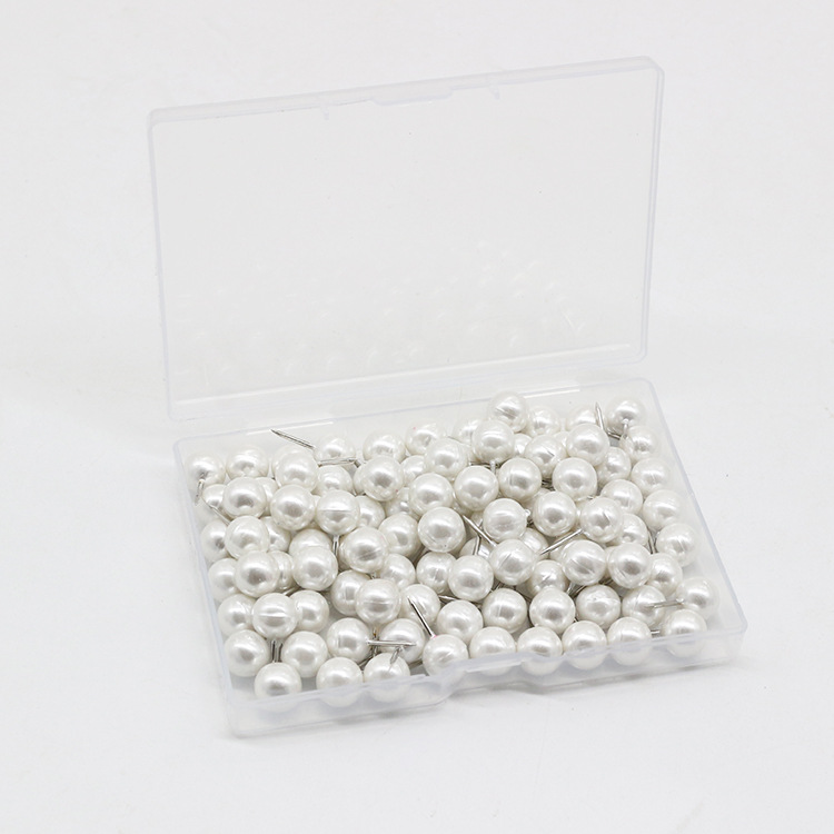 Bulk Pearlescent White Ball I-Shaped Nails DIY Photo Wall Positioning Nails Map Marking Nails Office Message Fixed Nails