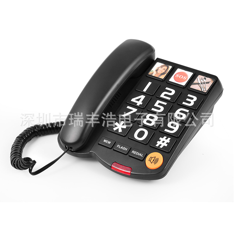 American telephone set for the elderly wired large digital key volume adjustment fixed line cross-border English packaging