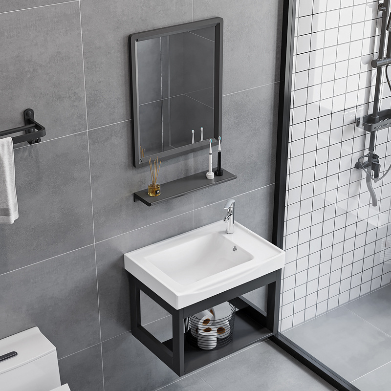 Small Apartment Washbasin Wall-mounted Ceramic Wash Basin Cabinet Combination Bathroom Washbasin Balcony Washstand Household